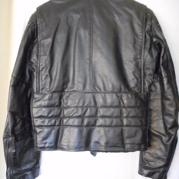 Vintage Size 38 Black Leather Cafe Racer Motorcycle Jacket USA Made - Picture 8 of 8